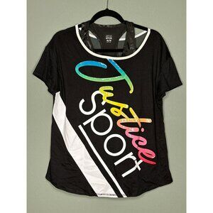 Justice Sport Big Girls 16/18 Glitter Open Back Vented Black Top Sports Bra NWOT